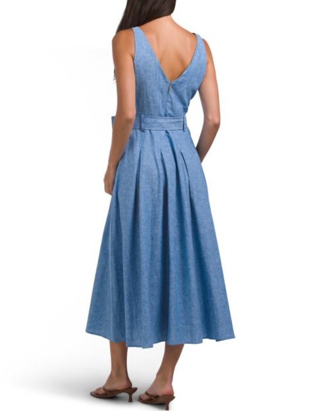 KARL LAGERFELD Linen Blend Belted Dress - Picture 2 of 2